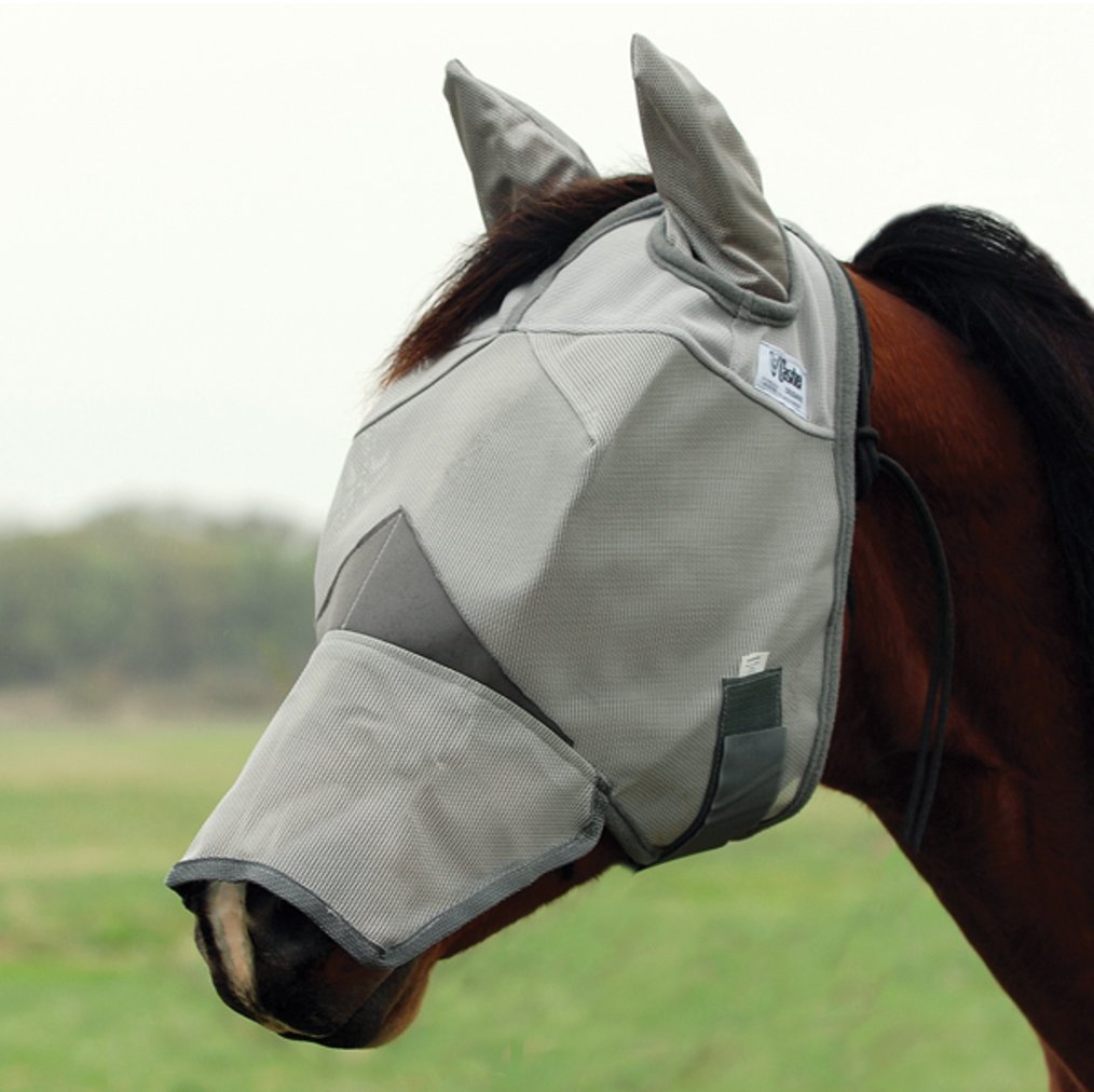 Best Fly mask to prevent sunburned noses in horses. 