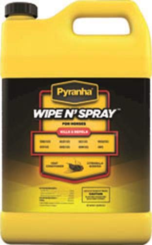 Pyranha Wipe N Spray to control flies on horses. 
