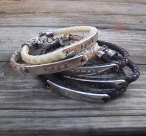 Horse hair bracelet with stamped name plate