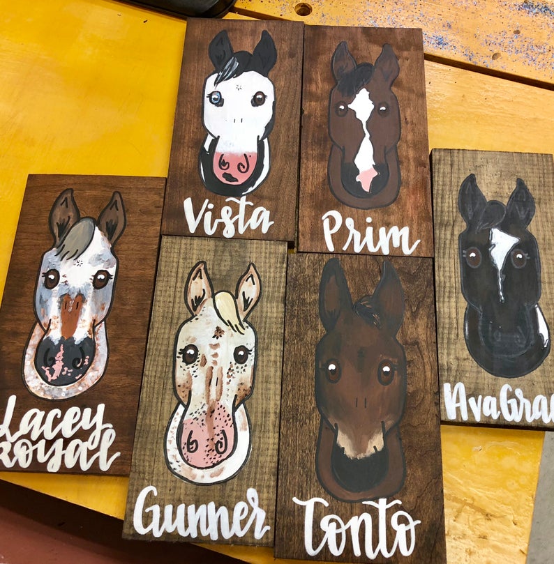 Custom caricature horse stall sign