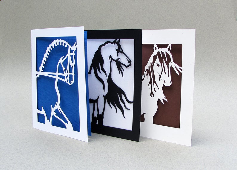 Cut out paper silhouettes notecards